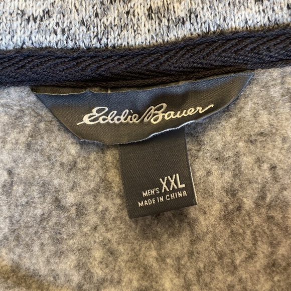 Eddie Bauer men’s radiator fleece snap front pullover grey sweater plus sz XXL - Picture 8 of 13